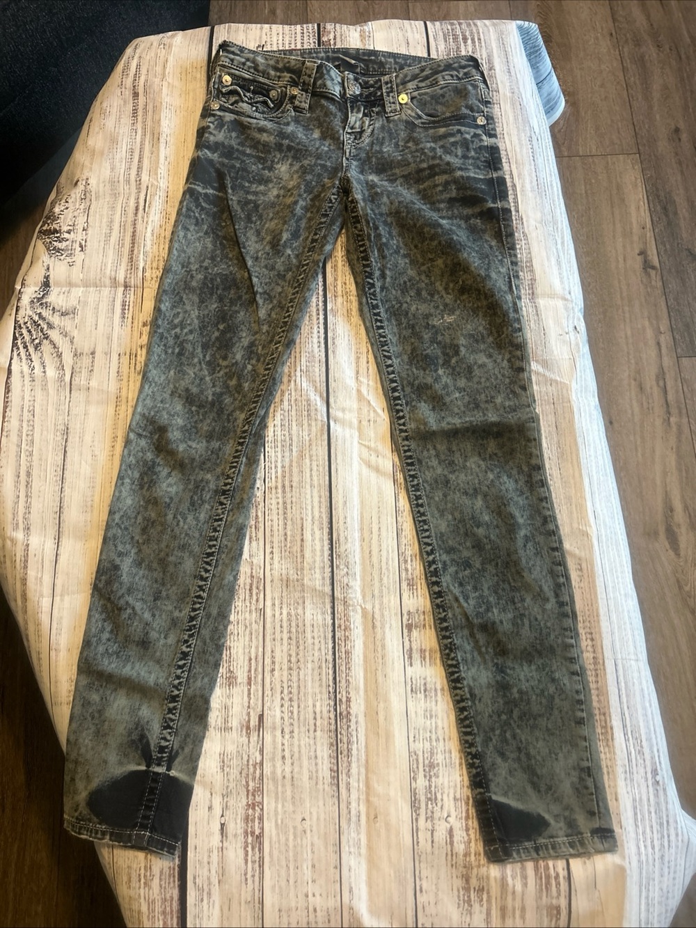 True Religion Women's Black Acid-Wash Skinny Jeans